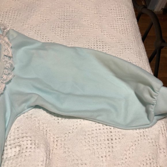 Gillian O’Malley Blue Embroidered Lace Trim Rolled Collar Long Sleeve Robe - Picture 5 of 7